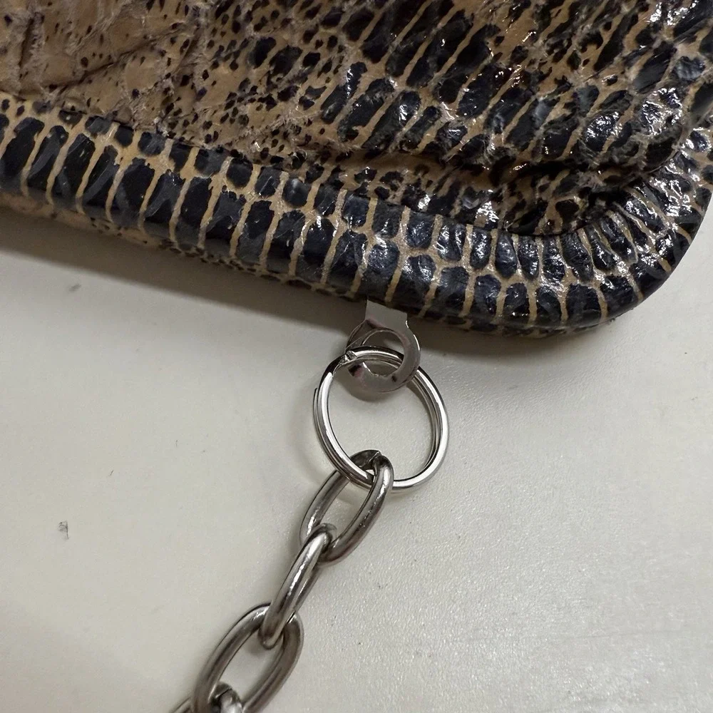 Hobo International Dove Crackle Exotic Animal Print Python Clutch Bag Small 9
